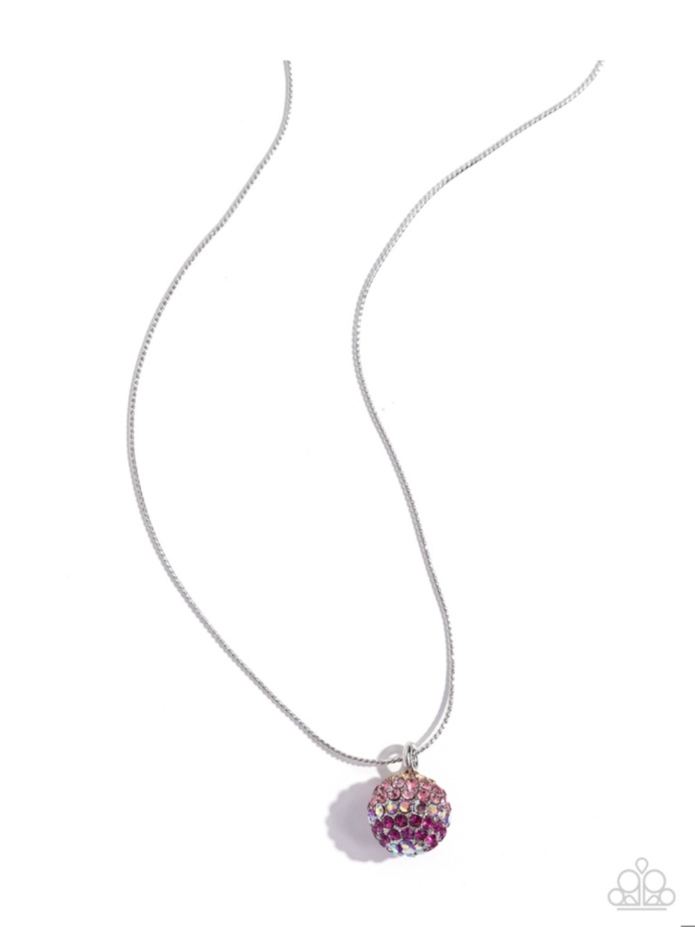 N-60 paparazzi Pink Ombre Crystal Sphere Pendant Necklace